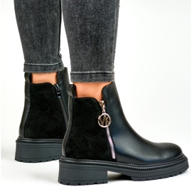 Botines de mujer con cremallera decorativa. negro 6