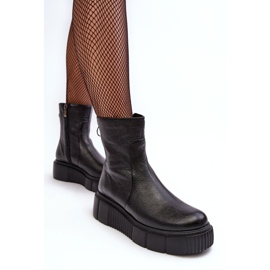 PL5 Botas De Mujer De Cuero En La Plataforma Jenefer Negra negro 8