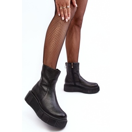 PL5 Botas De Mujer De Cuero En La Plataforma Jenefer Negra negro 9