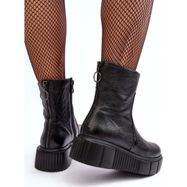 PL5 Botas De Mujer De Cuero En La Plataforma Jenefer Negra negro 10