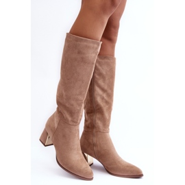 Botas Tacón Ante Beige Inatris 1