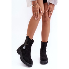 Botas planas de mujer de ante grueso negro Lunai 5