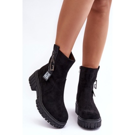 Botas planas de mujer de ante grueso negro Lunai 4