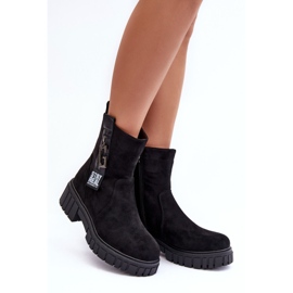 Botas planas de mujer de ante grueso negro Lunai 7