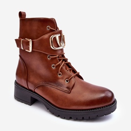 PS1 Botas de trabajo aislantes para mujer con hebilla dorada marrón Vera 1