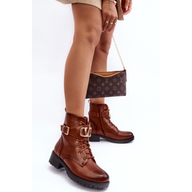 PS1 Botas de trabajo aislantes para mujer con hebilla dorada marrón Vera 4