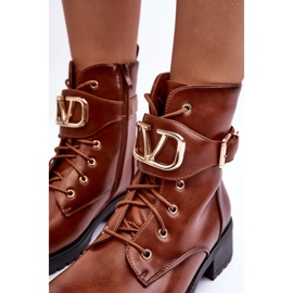 PS1 Botas de trabajo aislantes para mujer con hebilla dorada marrón Vera 7