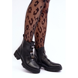 PS1 Botas planas de piel Azulenn negras negro 3