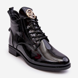PH2 Zapatos mujer de charol con adorno, Negro Attiame 1