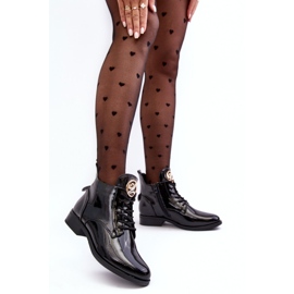 PH2 Zapatos mujer de charol con adorno, Negro Attiame 3