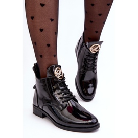 PH2 Zapatos mujer de charol con adorno, Negro Attiame 5