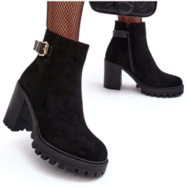 PS1 Botines de mujer de ante con decoración Menoria negra negro 8