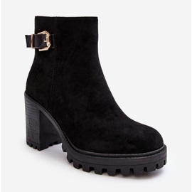 PS1 Botines de mujer de ante con decoración Menoria negra negro 1 PS1 Botines de mujer de ante con decoración Menoria negra negro 1