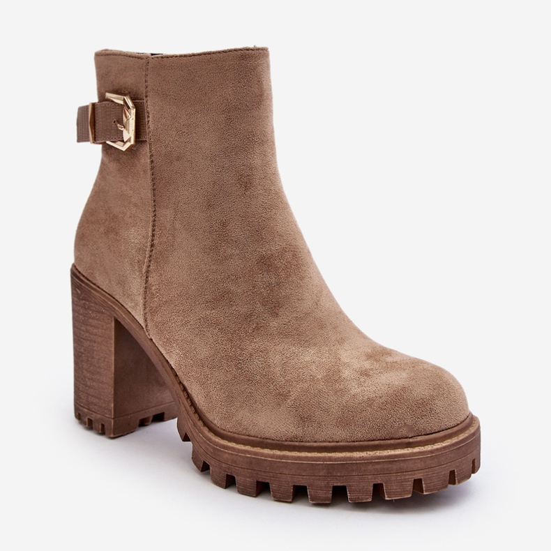 PS1 Botines de mujer de ante con decoración Menoria beige 1 PS1 Botines de mujer de ante con decoración Menoria beige 1