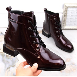 Botas de mujer de charol, aislantes, color burdeos con tacón alto Vinceza 58158 rojo 1