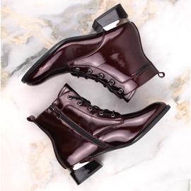 Botas de mujer de charol, aislantes, color burdeos con tacón alto Vinceza 58158 rojo 3