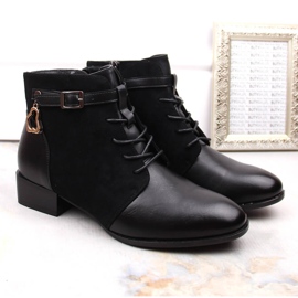 Botas negras de mujer con tacón plano y aislamiento Potocki SZ12260 negro 2