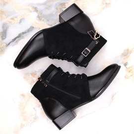 Botas negras de mujer con tacón plano y aislamiento Potocki SZ12260 negro 3