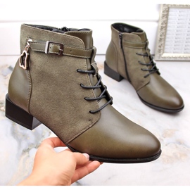 Botas de mujer con tacón plano, aislantes verdes Potocki SZ12260 1