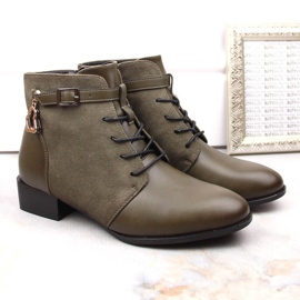 Botas de mujer con tacón plano, aislantes verdes Potocki SZ12260 2