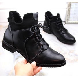 M. DASZYŃSKI Botas negras de mujer con tacón plano y aislamiento M.Daszyński MR2251-6 negro 1