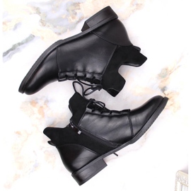 M. DASZYŃSKI Botas negras de mujer con tacón plano y aislamiento M.Daszyński MR2251-6 negro 2