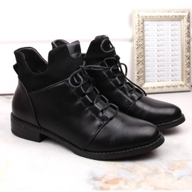 M. DASZYŃSKI Botas negras de mujer con tacón plano y aislamiento M.Daszyński MR2251-6 negro 3