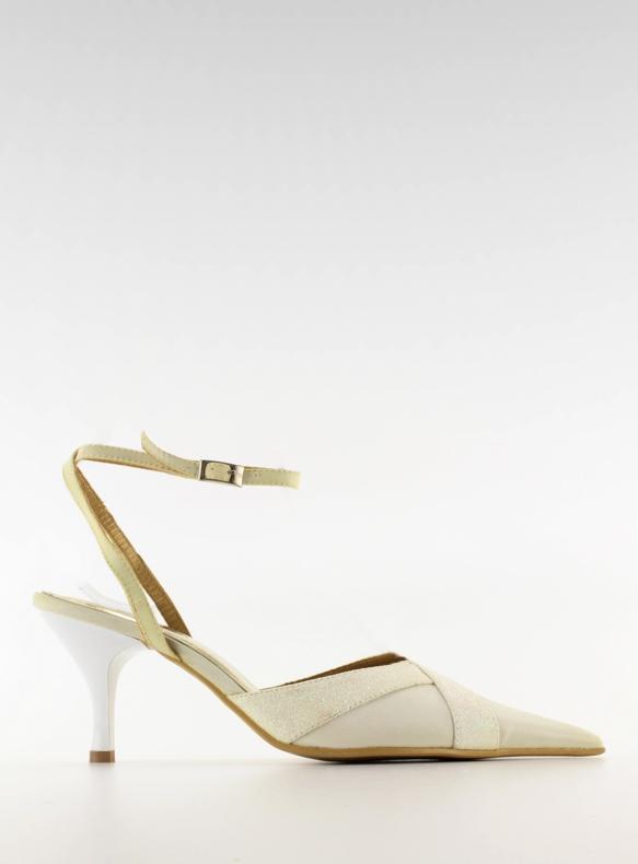 Bombas de boda 8650-2 blanco marrón 1