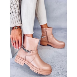 Botines Cindy Nude con cadena beige 1
