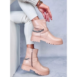 Botines Cindy Nude con cadena beige 2