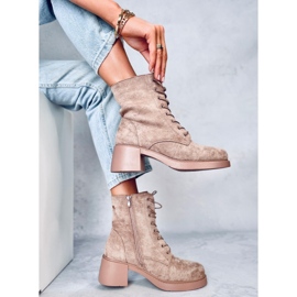 Mayfield botines caqui con cordones beige 4