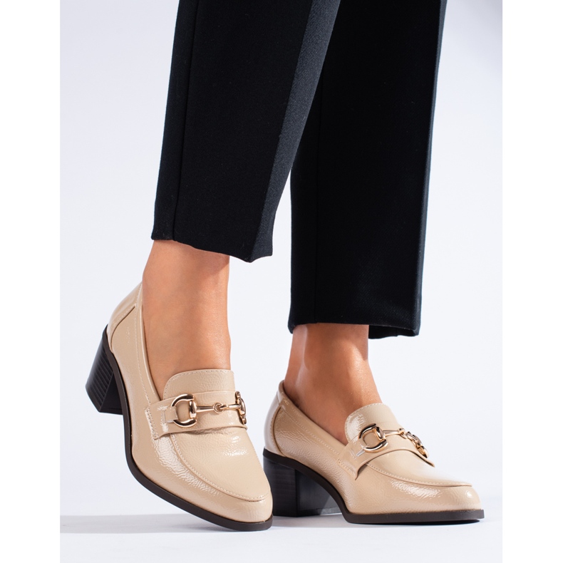 Zapatos tacón Shelovet charol beige 1