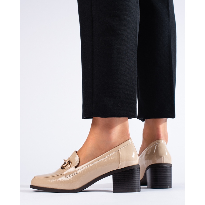 Zapatos tacón Shelovet charol beige 2