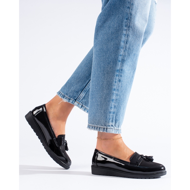 Mocasines Shelovet con plataforma negro 1