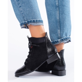Botines Shelovet de ante negro con cordones 3