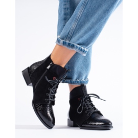 Botines Shelovet de ante negro con cordones 1