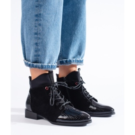 Botines Shelovet de ante negro con cordones 2