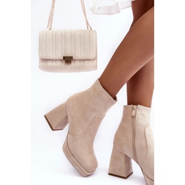 PS1 Botines de ante con tacones altos enormes, Abnous beige claro 5