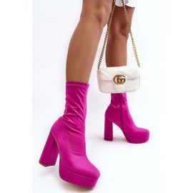 PH2 Botines de tacón con cremallera, Fucsia Peculia rosado 3