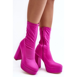 PH2 Botines de tacón con cremallera, Fucsia Peculia rosado 1