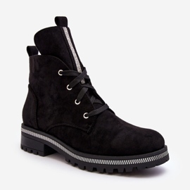 PS1 Botines de mujer de ante con adorno Plesca negro 2 PS1 Botines de mujer de ante con adorno Plesca negro 2