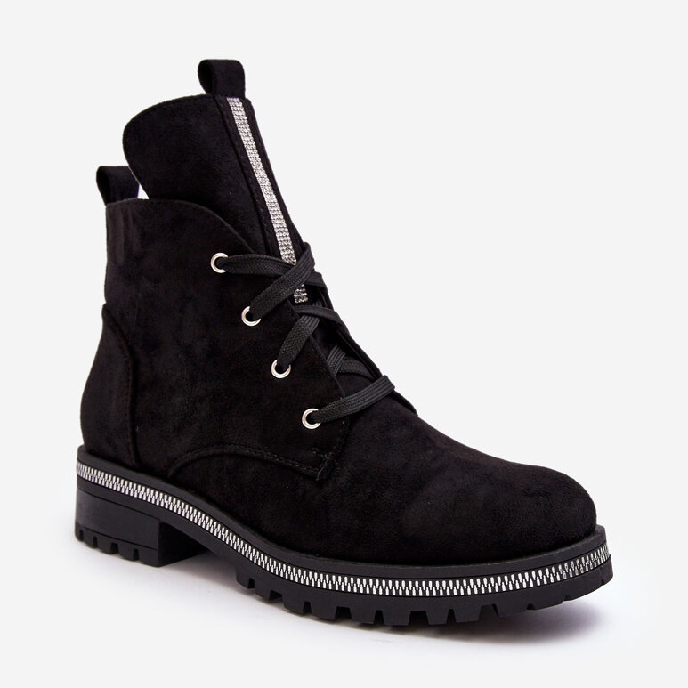 PS1 Botines de mujer de ante con adorno Plesca negro 2 PS1 Botines de mujer de ante con adorno Plesca negro 2