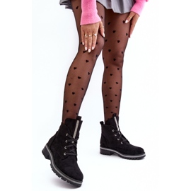 PS1 Botines de mujer de ante con adorno Plesca negro 4