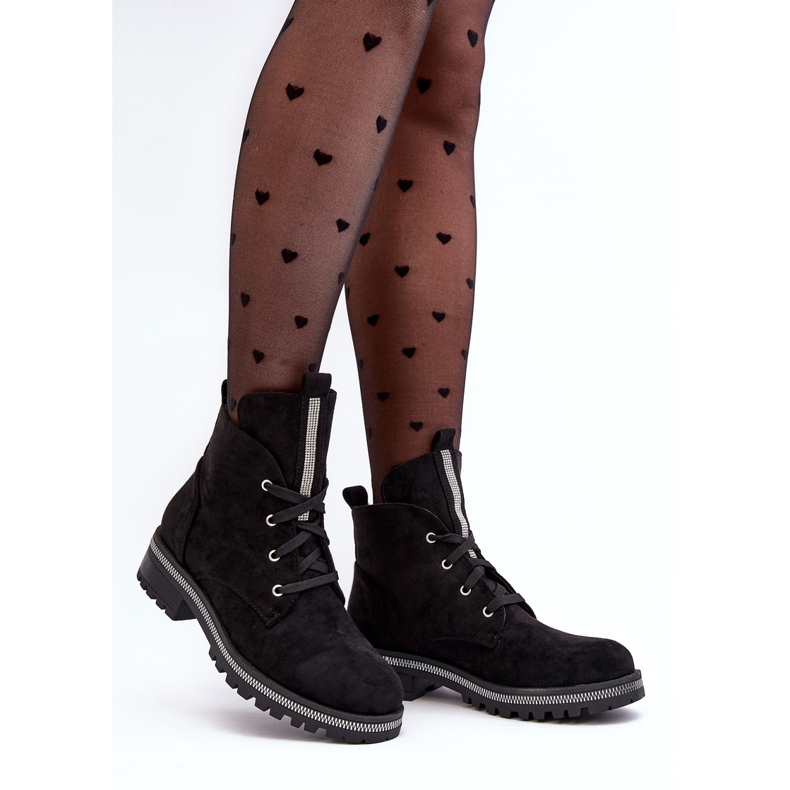 PS1 Botines de mujer de ante con adorno Plesca negro 1 PS1 Botines de mujer de ante con adorno Plesca negro 1