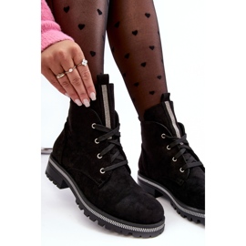 PS1 Botines de mujer de ante con adorno Plesca negro 3