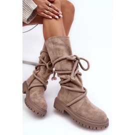 PS1 Botas Mujer Ante Con Cordones Beige Tanive 2 PS1 Botas Mujer Ante Con Cordones Beige Tanive 2
