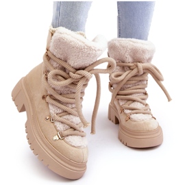 PS1 Botas De Nieve Mujer Con Cordones Beige Claro Shala 9