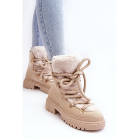 PS1 Botas De Nieve Mujer Con Cordones Beige Claro Shala 4