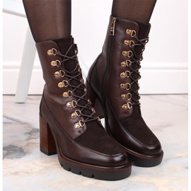 Botas de mujer marrones con tacón y plataforma, aislantes, Vinceza 58100 marrón 6