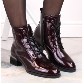 Botas de mujer de charol, aislantes, color burdeos con tacón alto Vinceza 58158 rojo 6